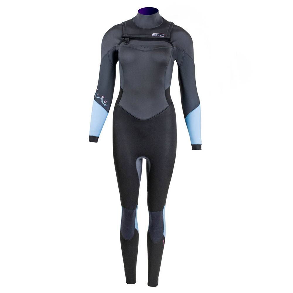 Fire steamer Freezip 5/3 mm muta donna con zip al petto nera/blu/grigia
